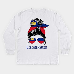 Liechtenstein girl, Liechtenstein Flag, Liechtenstein gift heritage,  Liechtensteiner girlfriend, Kids Long Sleeve T-Shirt